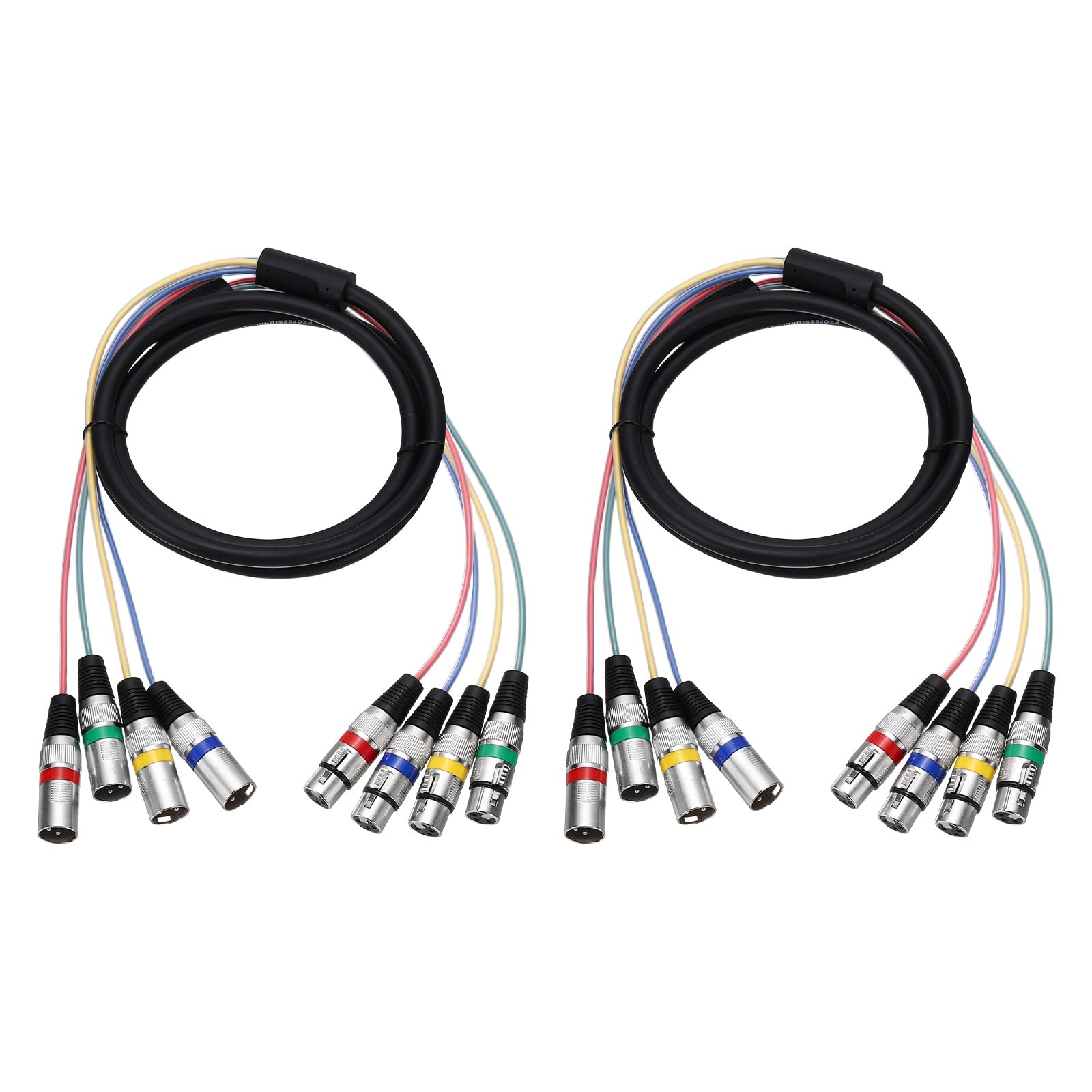 QUARKZMAN Cavo XLR A Serpente Canali, 4 Cavi Microfono XLR Maschio A Femmina Colorati Cavo Di Collegamento Microfonico 4 Vie Audio Bilanciato Per Palco Studio Registrazione, 6.6Ft.
