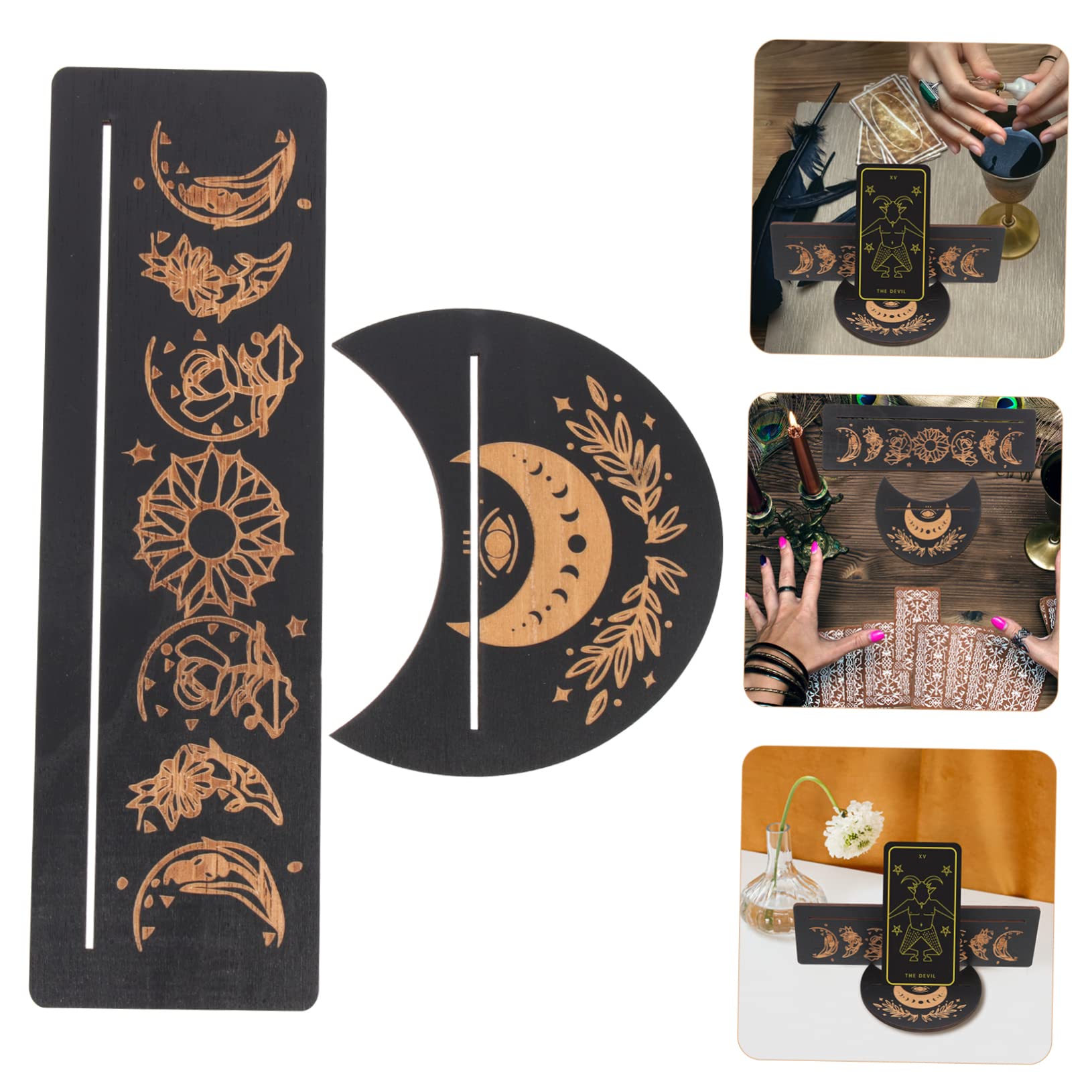 Cabilock 5 Juegos Tarjetero Rectangular De Madera Bandeja Expositora De Cartas Del Tarot Soporte Del Altar Del Tarot Decoración Para Cuarto Soporte De Exhibición Decoración De Manos Black