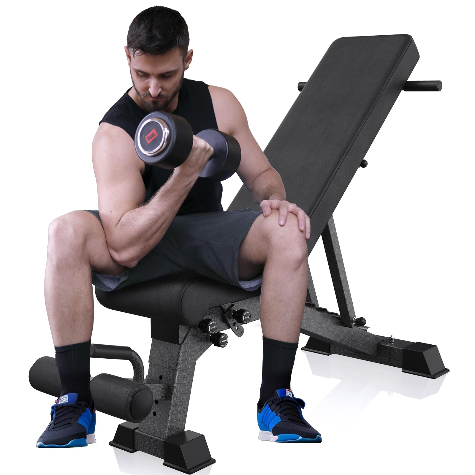 Adjustable Weight Bench for Home - Workout Bench for Full Body Exercise, Incline Decline Bench with Fully Upright Backrest, Adjustable Seat Cushion for Seamless Lumbar Support