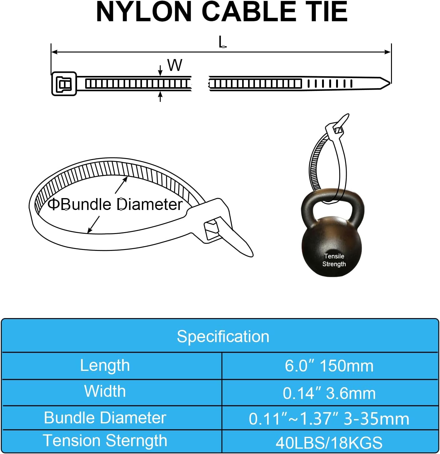100PCS 6 Inch（150mm) Self Locking Nylon Cable Zip Ties 0.14" Width Tensile Strength 40LBS/18KGS,Multi-Purpose Self-Locking Nylon Cable Cord,Plastic Wire Ties for Home,Office,Garden,Workshop,Green
