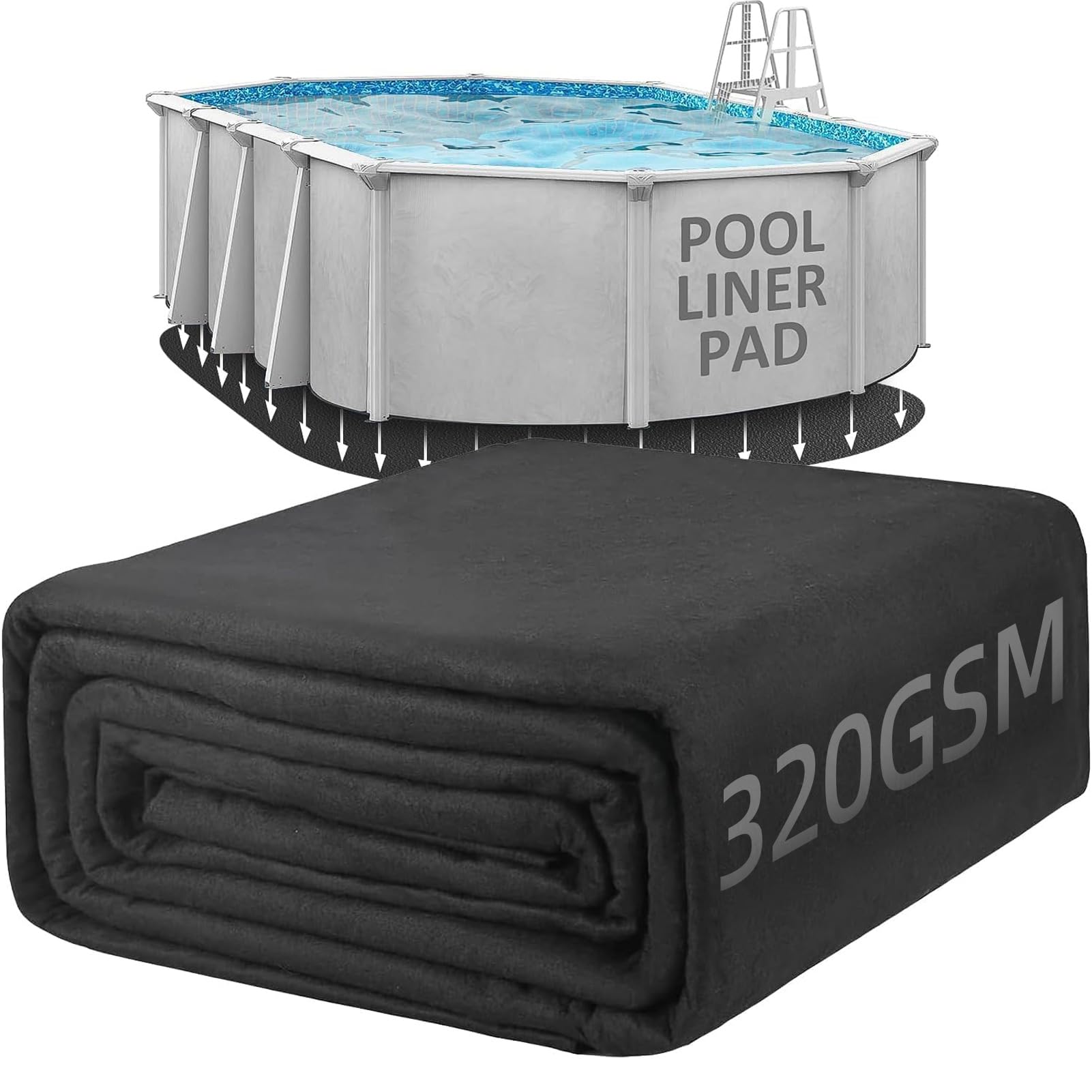POOLHACKER 12' x 18' Oval Pool Liners for Above Ground Swimming Pools, Durable Geotextile Material, Easy to Install, Extends Life to The Line, Under Pool Padding