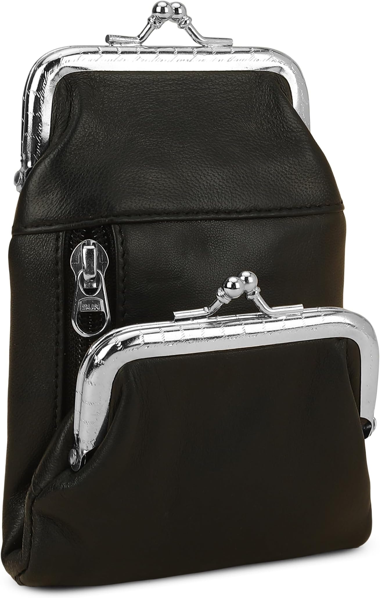 Genuine Leather Cigarette and Lighter Case with Twist Clasp by Leatherboss (Black)