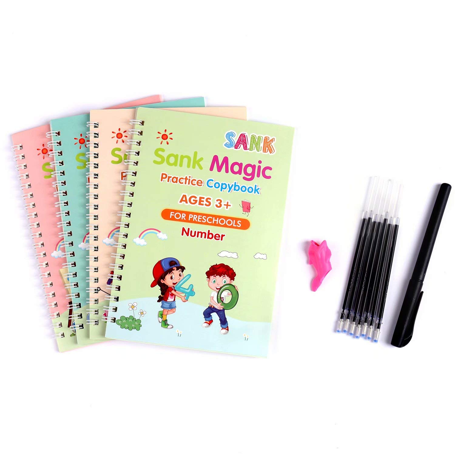 Sank Magic Practice Copybook COMBINATION SET (4* BOOKS+1*PENCIL GRIP)