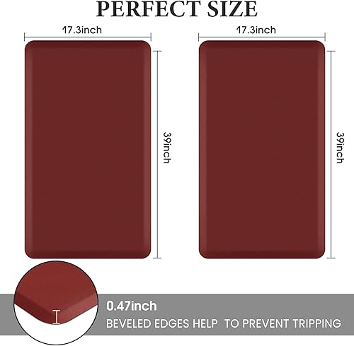 Miniatura 114 de HappyTrends Tapete de cocina [2 piezas] acolchado, cómodo, antifatiga, impermeable, antideslizante, tapete de espuma ergonómica gruesa y perfecta