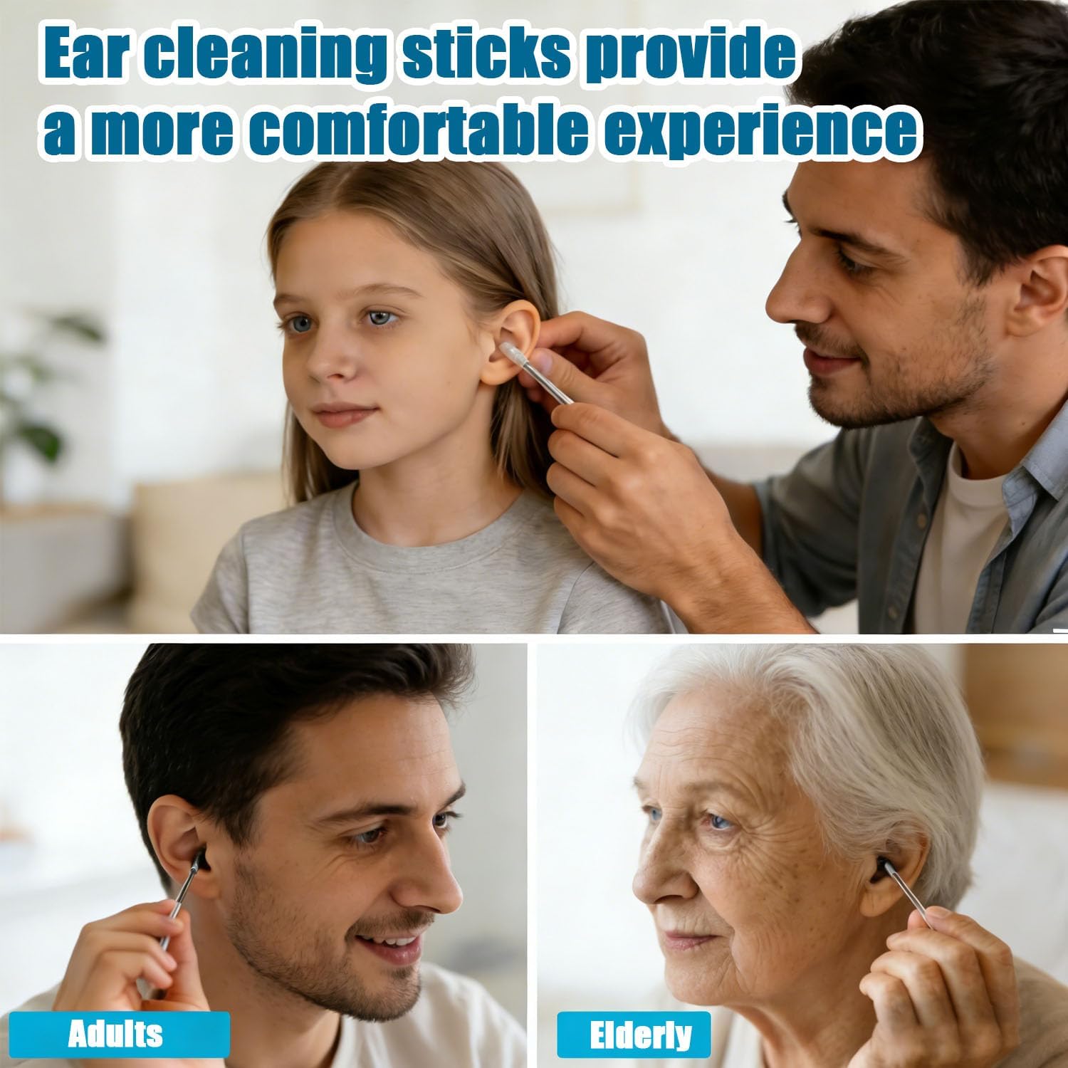 Sticky Ear Cleaning Stick, Reusable Ear Cleaning Tools with Soft Rubber Head, Gentle Adhesive Ear Pick for Ear Wax Cleaning, Adhesive Ear Cleaning Sticks for All Ages (3 Box)