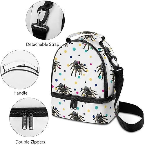 Miniatura 3 de Lonchera estampada con tarántula dorada, doble cubierta, hielera aislada para mujeres y hombres, trabajo al aire libre