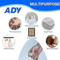 Vista 5 de ADY Clear Picture Hanging Strips 40 Pack, Removable Double Sided Tape Damage Free for Wall, Refill Adhesive Strips for Rent Room, Nano Transparent