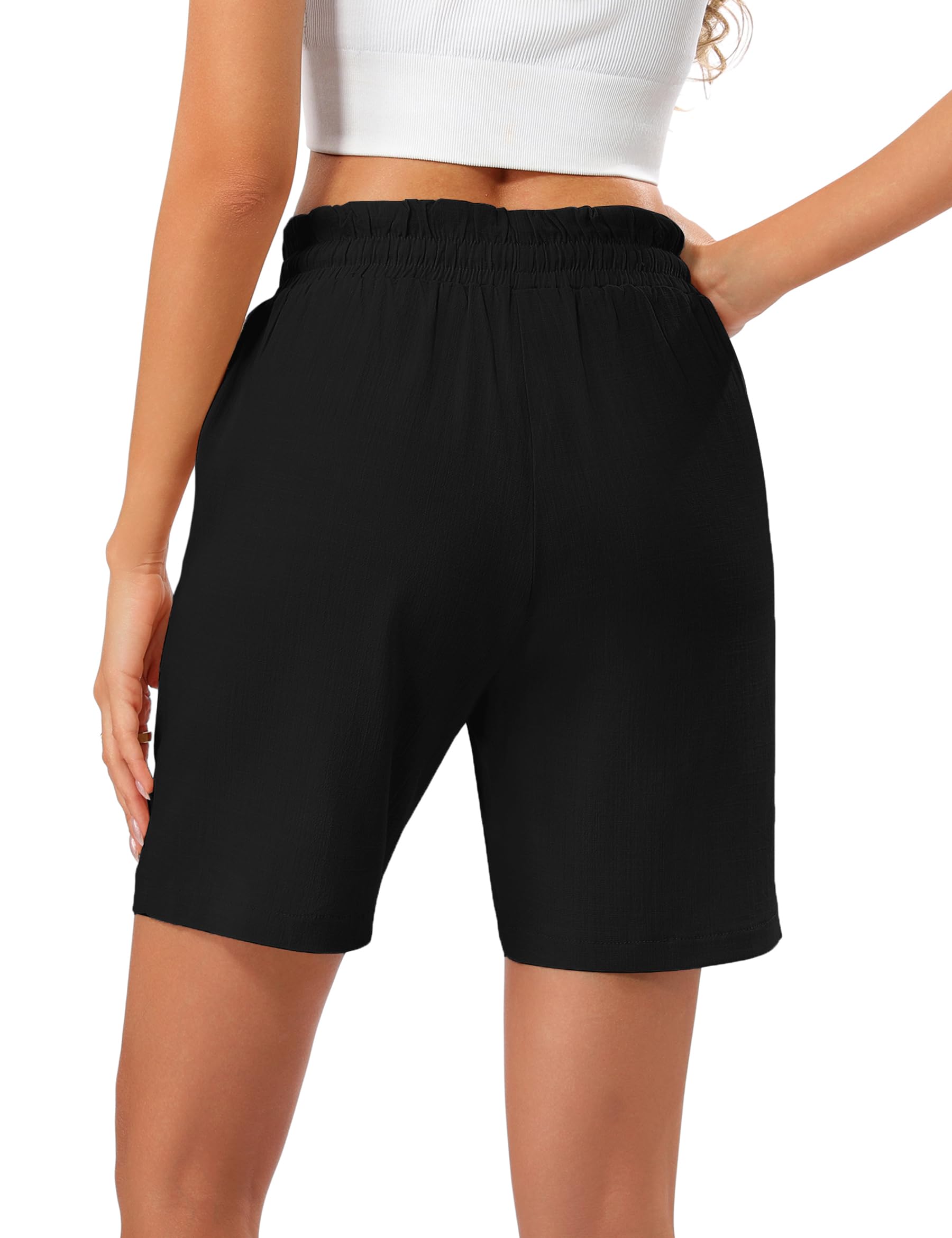 Uniexcosm Pantalones Cortos para Mujer, Bermudas Casuales Elásticos de Cintura Alta con Bolsillos