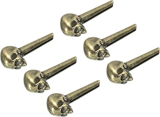 sourcing map Paket von 6 Metall Brücke Pin Gitarre Saiten Ersatz für Akustikgitarre Bronzeton