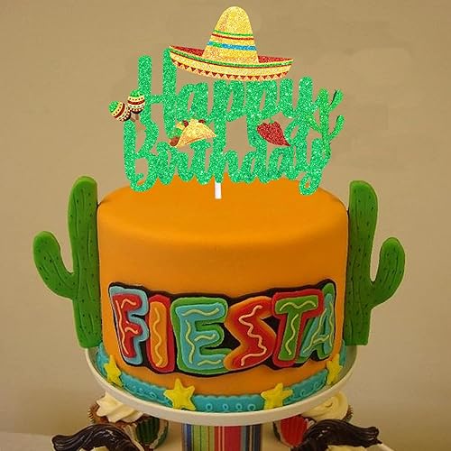 Miniatura 3 de Decoración para tartas de fiesta – Decoración de pastel con temática de cactus con purpurina para fiesta de