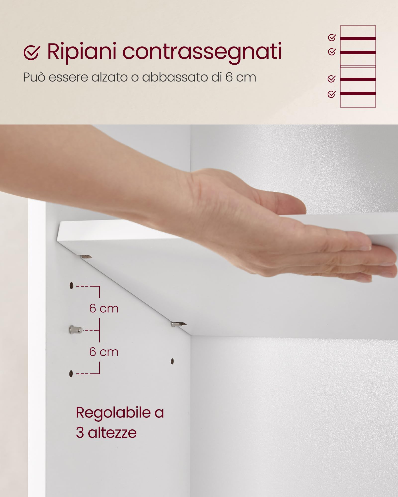 VASAGLE Libreria, Scaffale Libreria a 6 Ripiani, Scaffale Portaoggetti Aperto, 24 x 40 x 178,5 cm, per Soggiorno Studio Sala da Pranzo, Bianco Nuvola LBC167T14