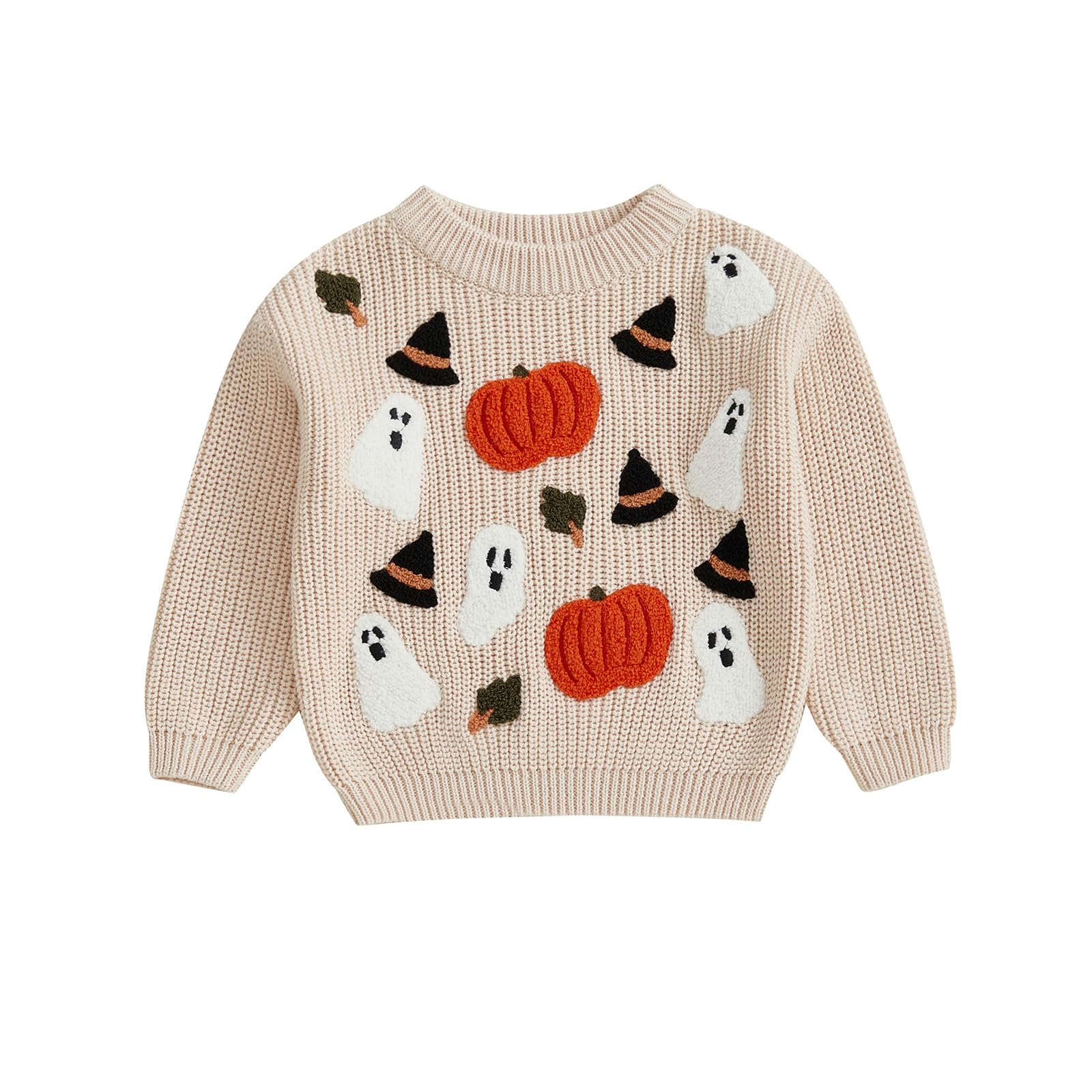 LSFYSZD Toddler Baby Girls Boys Halloween Pumpkin Sweaters Long Sleeve Crew Neck Winter Warm Knitwear Pullover Jumpers Top — view 148