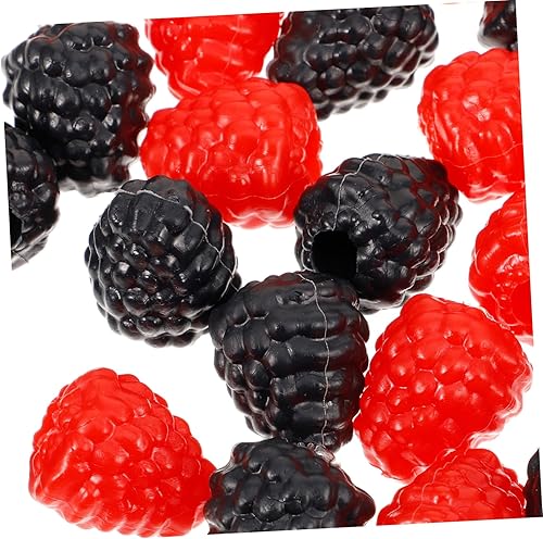 Miniatura 5 de VOSAREA 40 piezas de simulación de frambuesa artificial, modelo de fruta de plástico de frambuesa falsa, decoración de frutas artificiales,