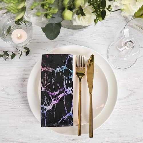 Miniatura 2 de Juego de 6 servilletas de tela de mármol colorido de 20 x 20 pulgadas, textura de mármol, lavables, reutilizables, servilletas de cocina, decoración