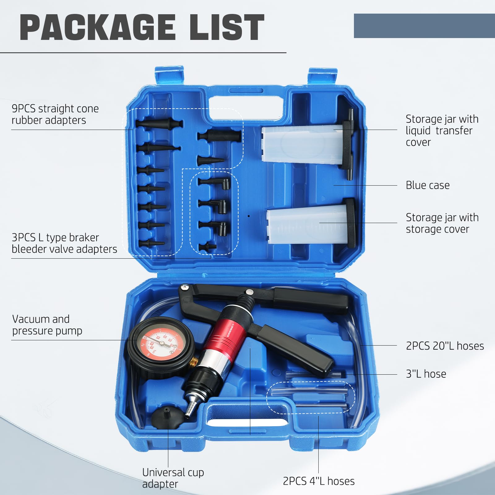 Pompa Manuale Spurgo Freni Brake Bleed Machine DASBET 21PCS Hand Held ...
