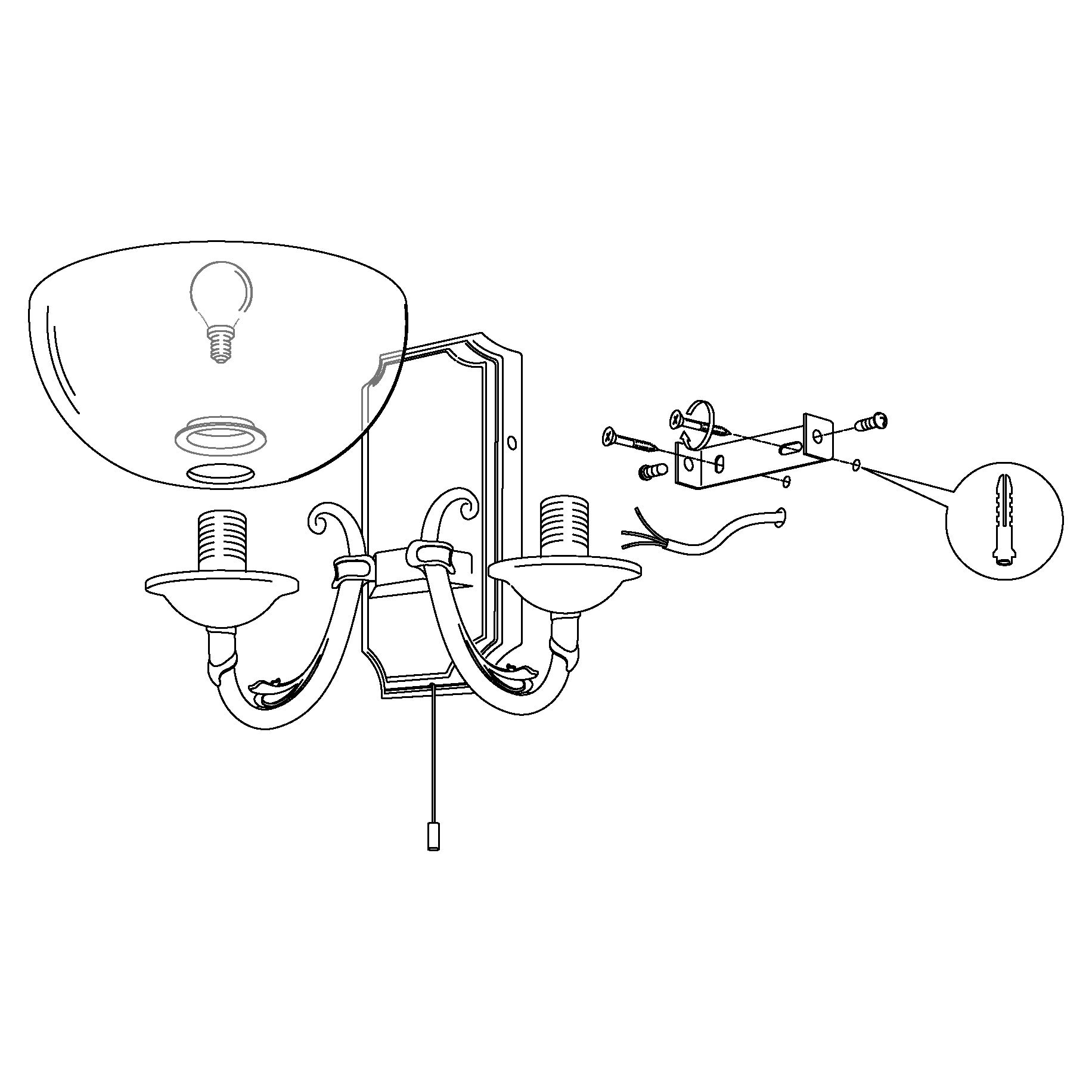 EGLO Wandlampe Savoy, 2 flammige Wandleuchte Vintage, Rustikal | Wandleuchte innen aus Metallguss, satiniertem Glas, Wohnzimmerlampe, Flurlampe in Brüniert, Weiß, Lampe mit Zug-Schalter, E14