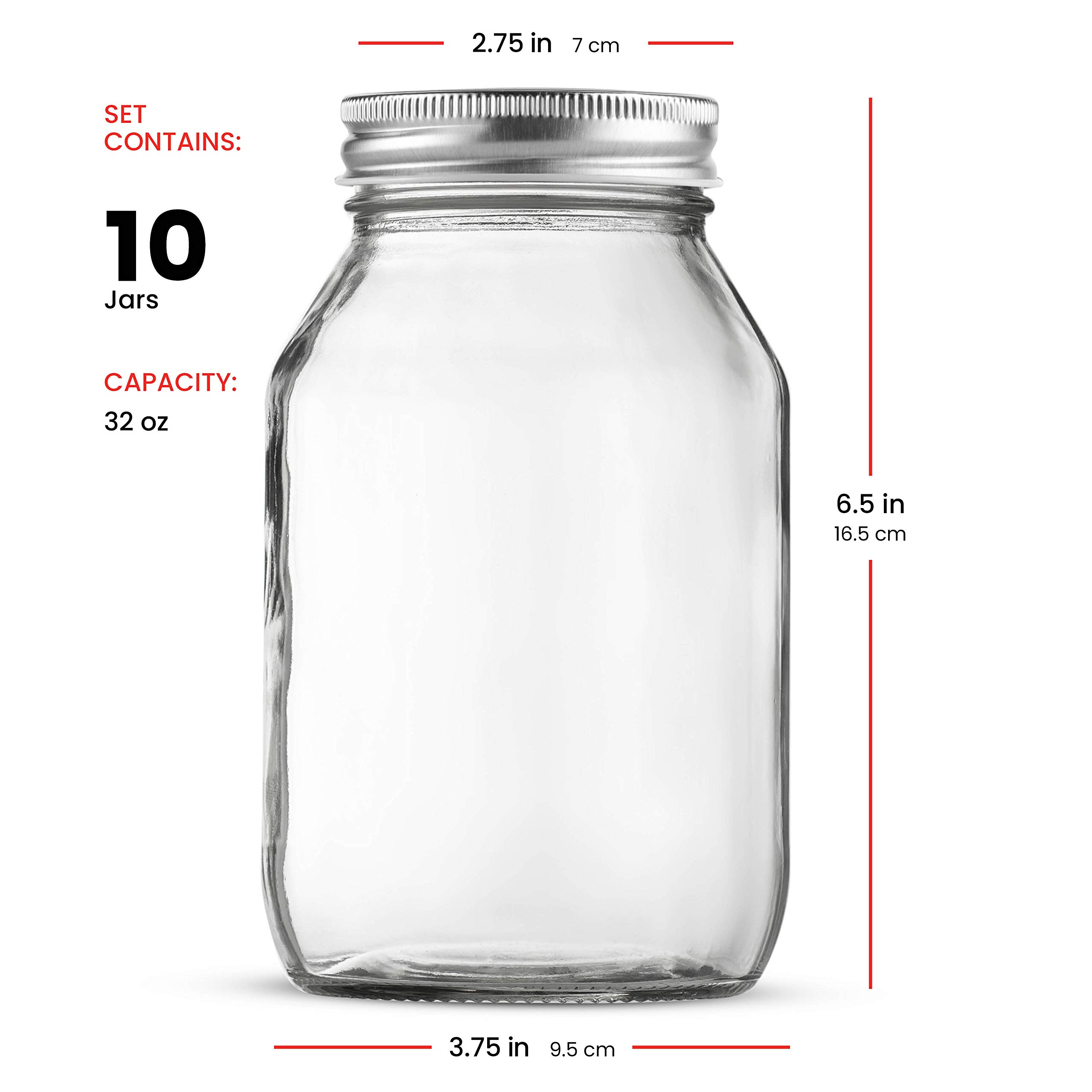 X-Zone Mason Jars Tarros De Vidrio De Boca Regular De 16 Onzas Con Tapa Y Bandas De Sellado