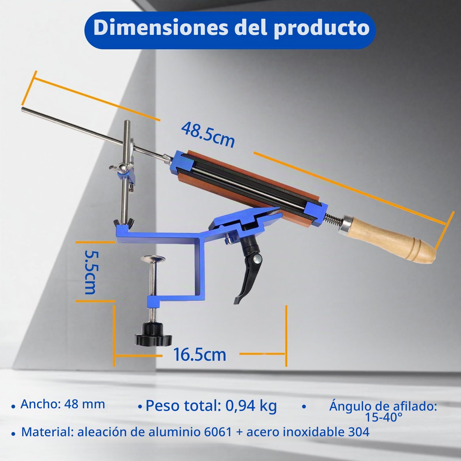 Afilador de Cuchillos Profesional 360 Flip, Sistema Manual Fácil de Usar | Kit de Afilado de Cuchillos de Cocina Ángulo Fijo,con 6 Piedras,para Hogar y Chef