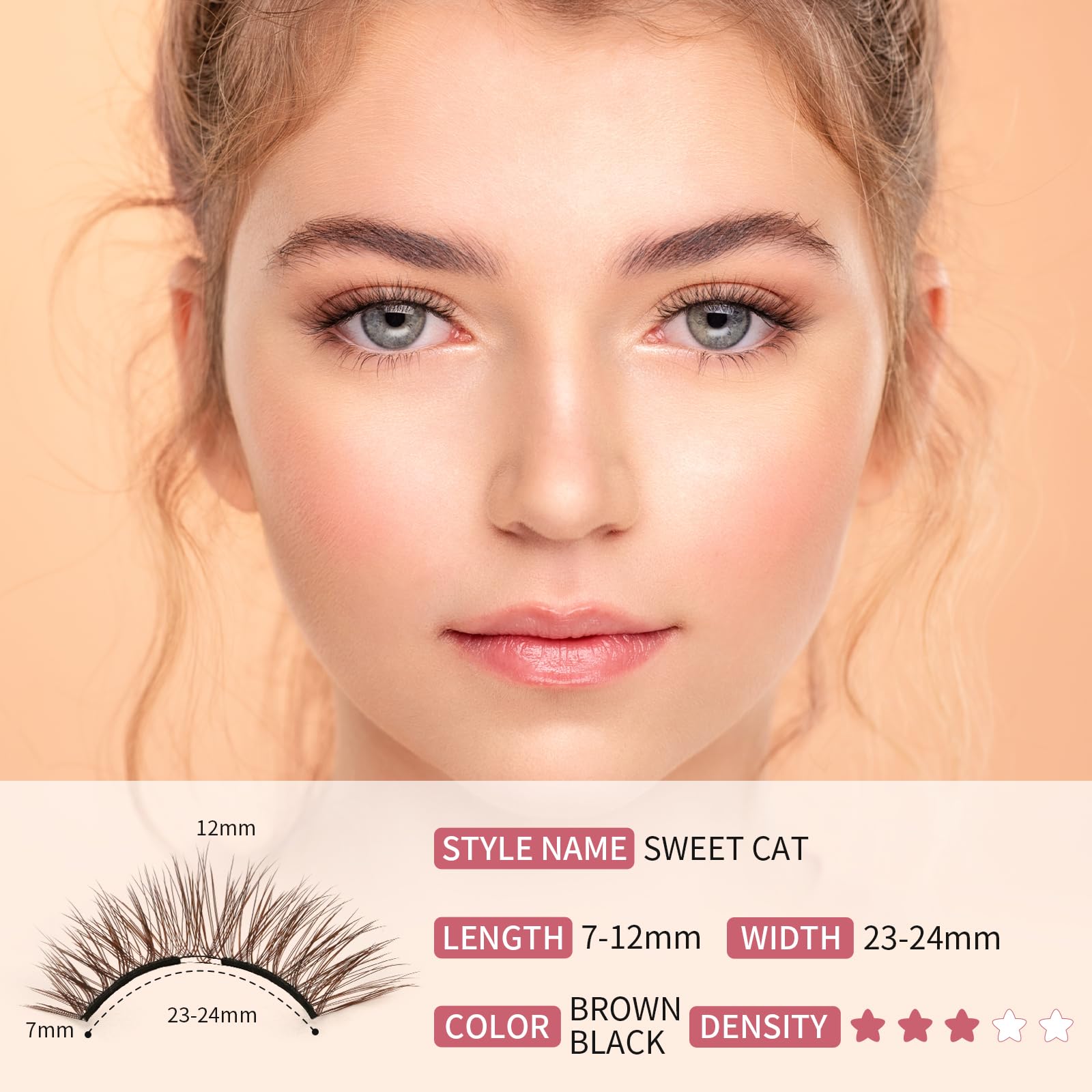 Pestañas magnéticas, pestañas magnéticas dobles reutilizables sin delineador de ojos, pestañas magnéticas de aspecto natural con aplicador, pestañas postizas con imanes suaves, sin pegamento y sin 4