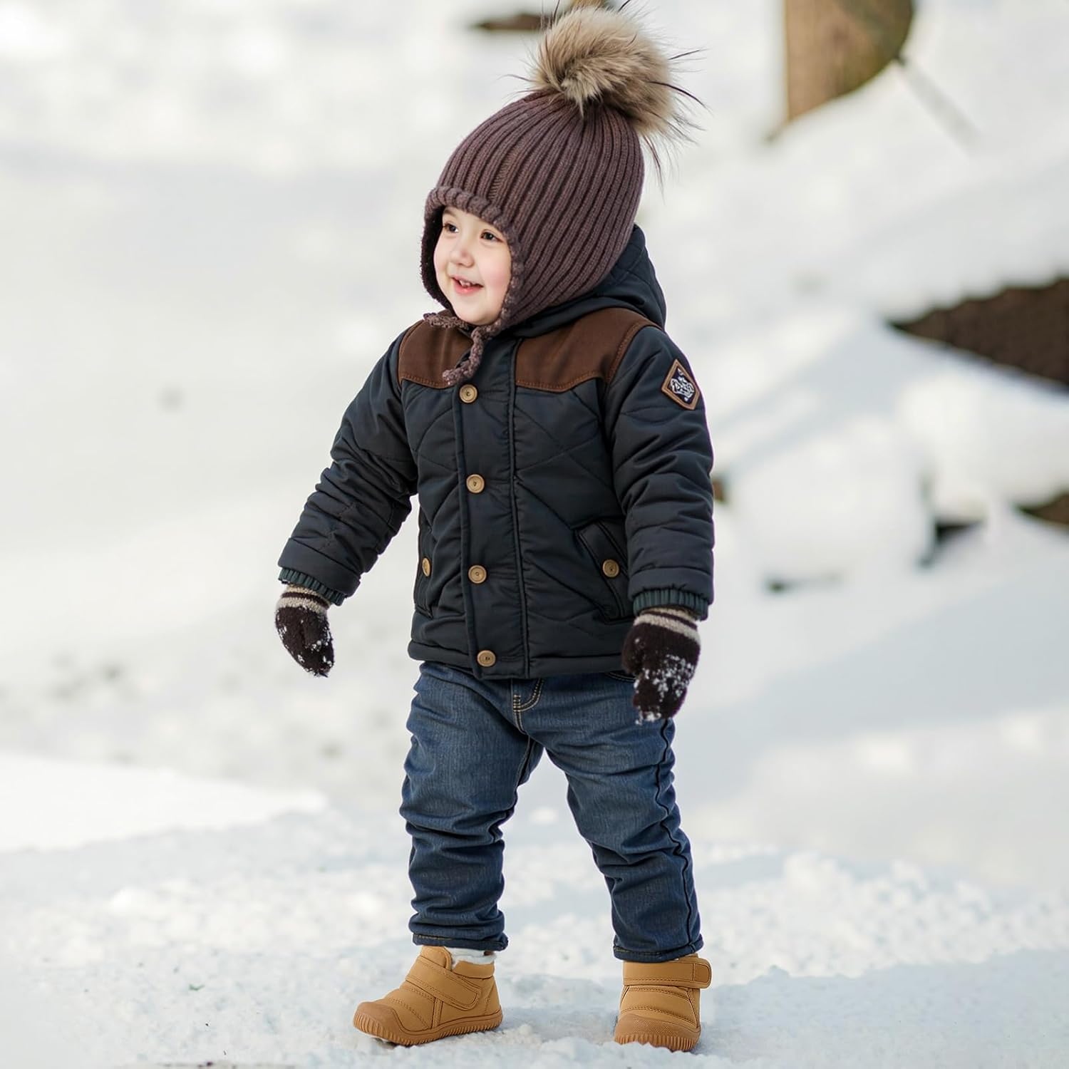 MK MATT KEELY Baby Winter Warm Shoes for Infant Boys Girls Toddler Plush Lining Snow Boots Soft Sole Non-Slip Walking Shoes Outdoor Faux Fur Booties - Image 2
