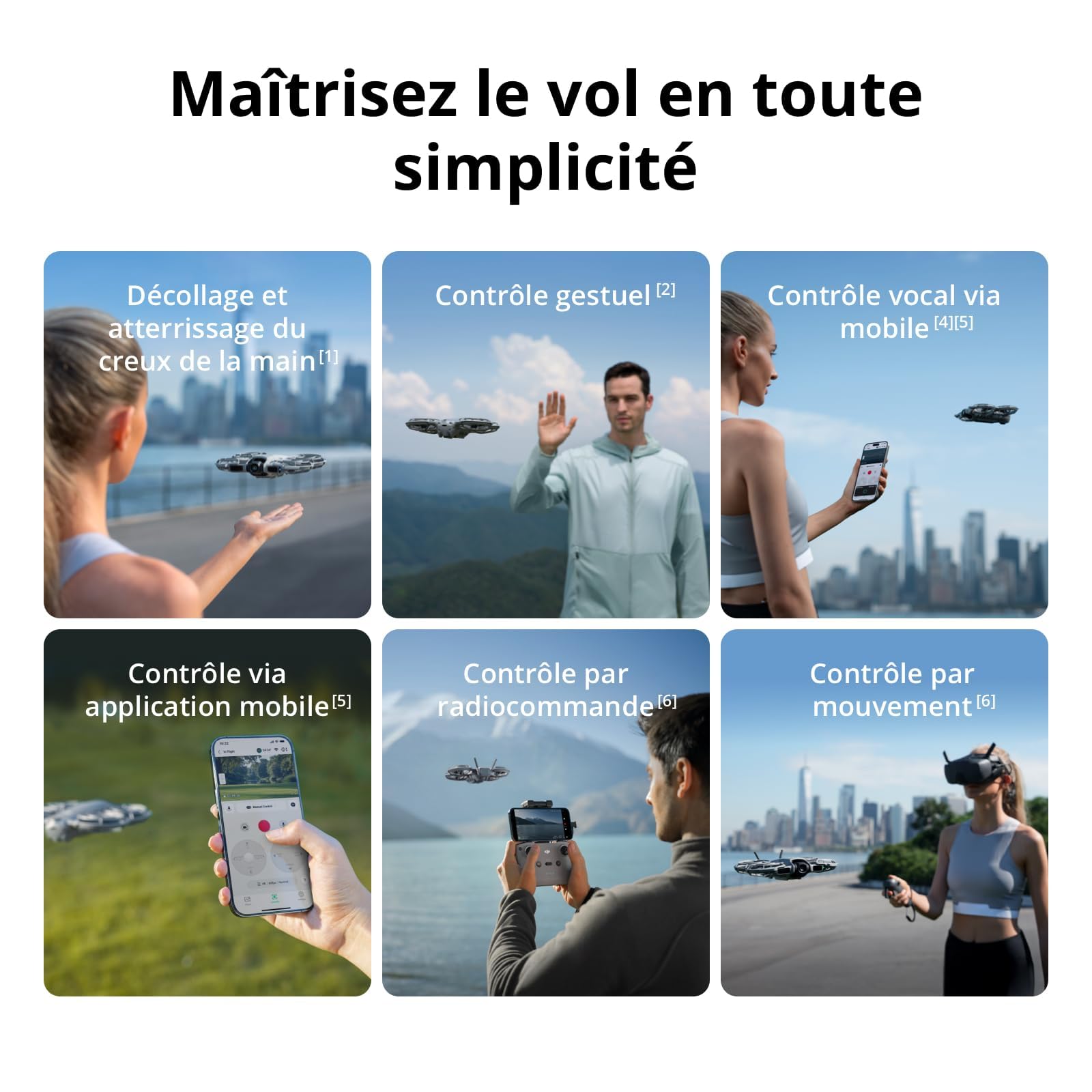DJI Neo 2 (drone seul), léger & pliable, décollage & atterrissage du creux de la main, contrôle gestuel, ActiveTrack, drone 4K pour débutants, détection obstacles omnidirectionnelle