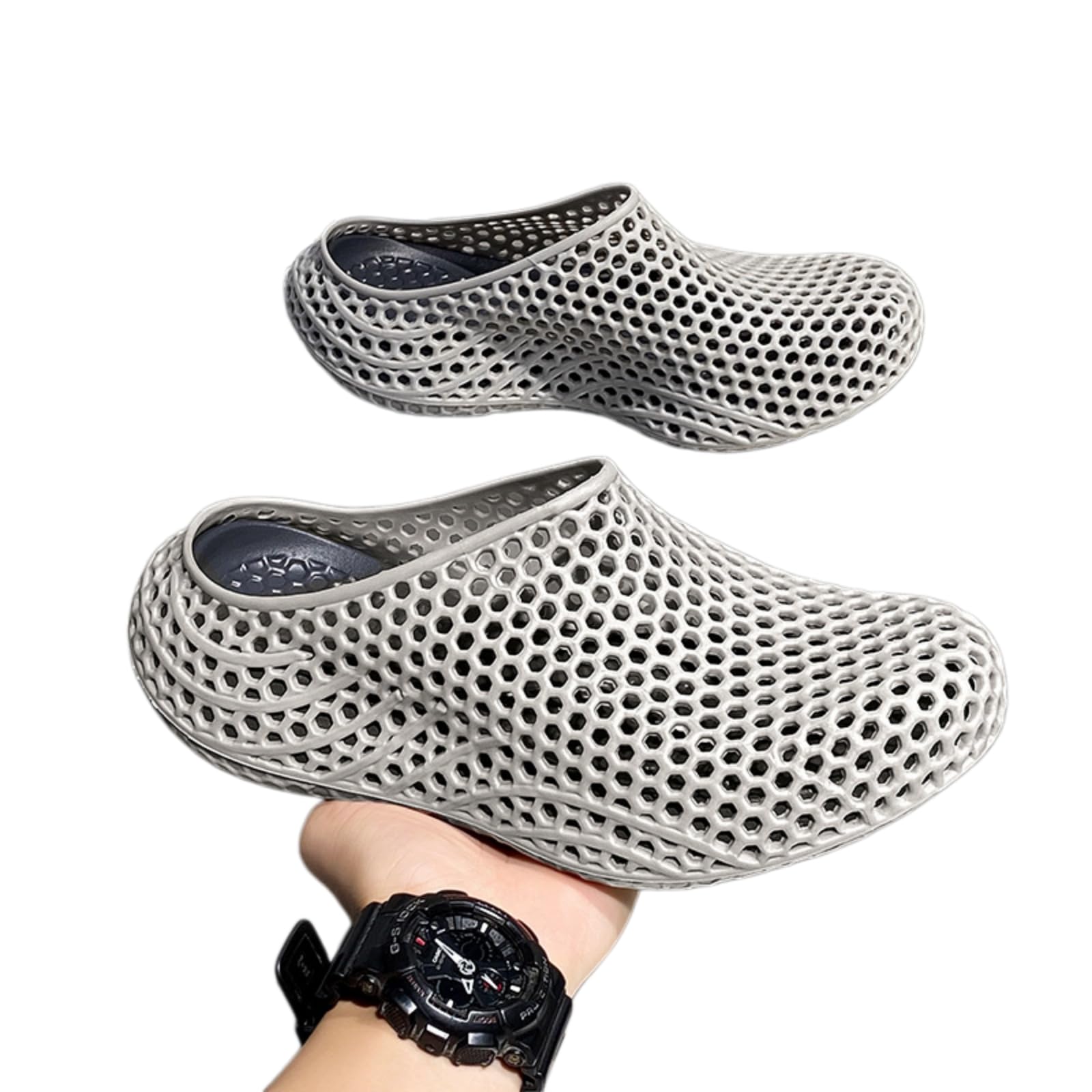 Pantofole Cotone Sandali Morbidi Traspiranti 3D Stampati Slip-on - Orologi in Rete Antiscivolo per Uomini E Donne, Scarpe Comode all'Interno All'aperto-white-39