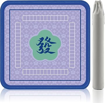 Purple Mahjong Mat for Table, American Mahjong Mat, 32.4x32.4 in 3mm Non-Slip Noise-Reducing Neoprene Table Cover with Carrying Bag for Mah Jongg, Poker, Card Games and Dominoes(Fortune)