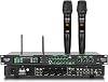 Procesador profesional de karaoke AX-666 para KTV con dos micrófonos inalámbricos, mezclador digital de efectos vocales de pre-etapa con DSP anti-realimentación, USB, MP3, Bluetooth y óptico 1