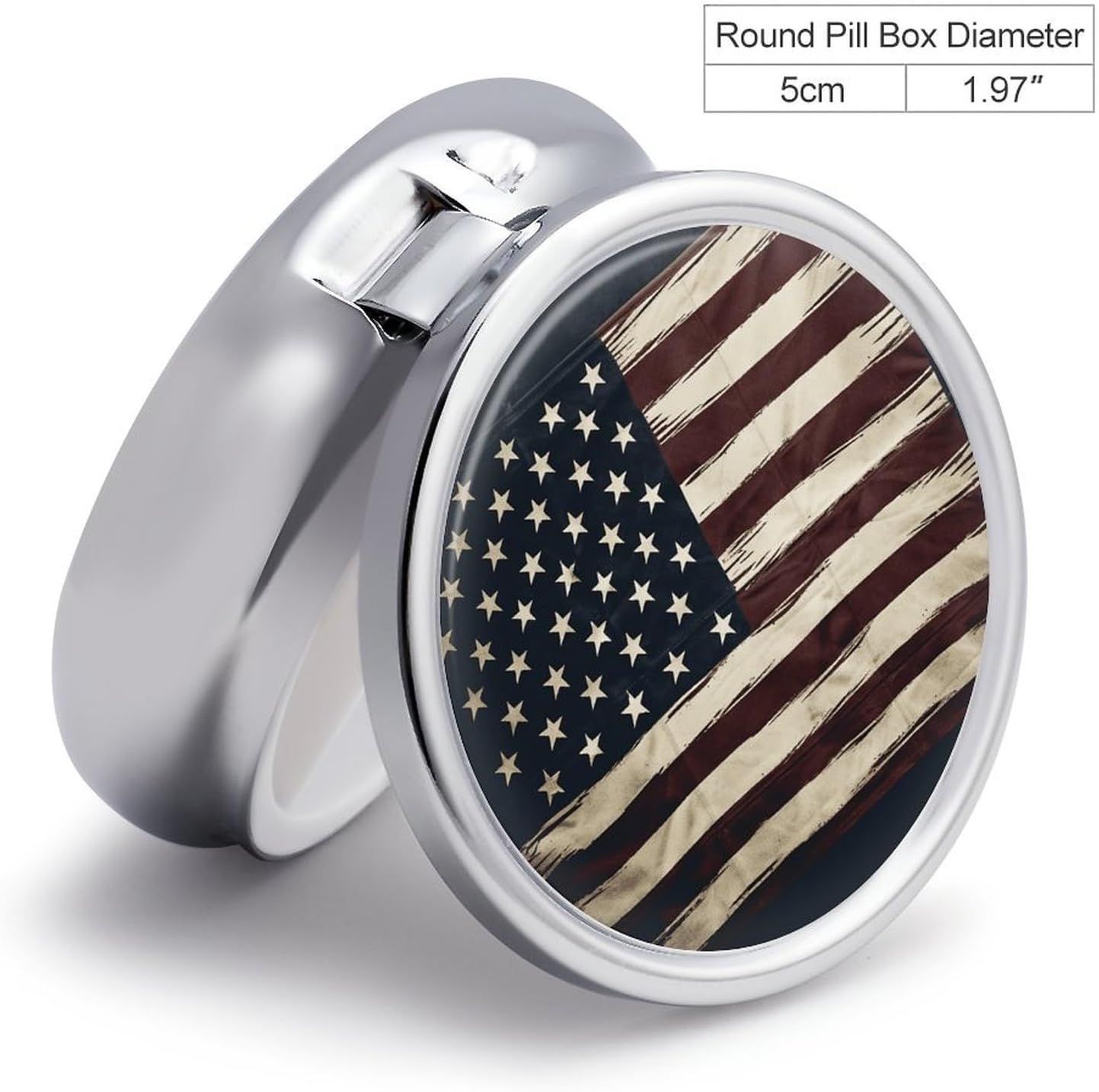 Round Pill Box, 3 Compartment Small Pill Case for Pocket Purse image 2
