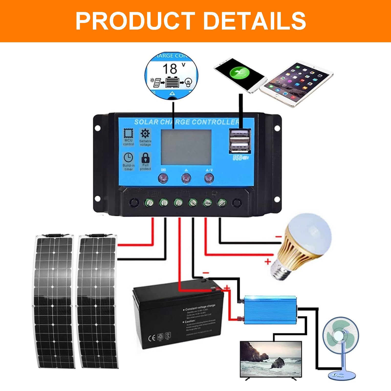 Set Pannelli Fotovoltaici da Balcone, Potenza Pezzo Singolo 200 W, Kit Pannelli Solari da 800 W, con Ip67 Impermeabile/Resistente alla Grandine/Curvatura 1-30°,White