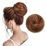 SARLA Hair Bun Extension Synthetic Drawstring Updo Fake Ballet Bun for Women Lady Donut Chignon Tizian Red