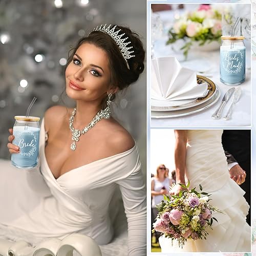 Miniatura 6 de Tanlade 8 vasos de cristal de 16 onzas para dama de honor, regalo de dama de honor, madre del novio, matrona de honor, regalos de despedida de