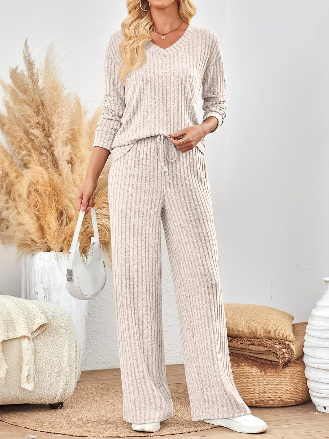LILLUSORY Matching Lounge Set for Women, 2 Piece Cozy Outfit for Home, Travel, Fall & Winter - Image 3