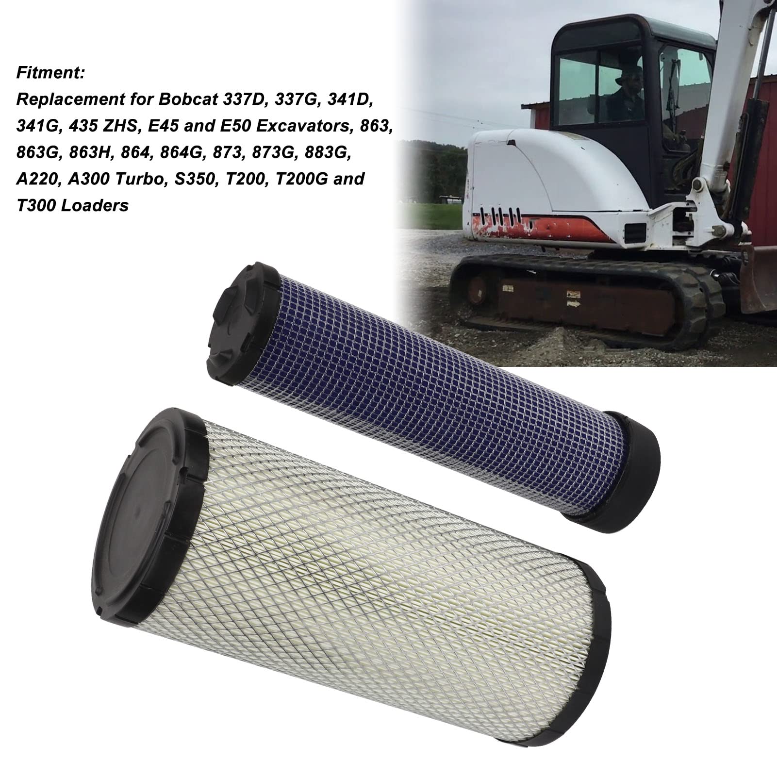 Conjunto de Filtro de Aire de 2 PCS 108‑3814 Reemplazo del Filtro de Combustible del Motor Exterior para 337D 337G 341D 341G 435 ZHS E45 E50 Excavadores