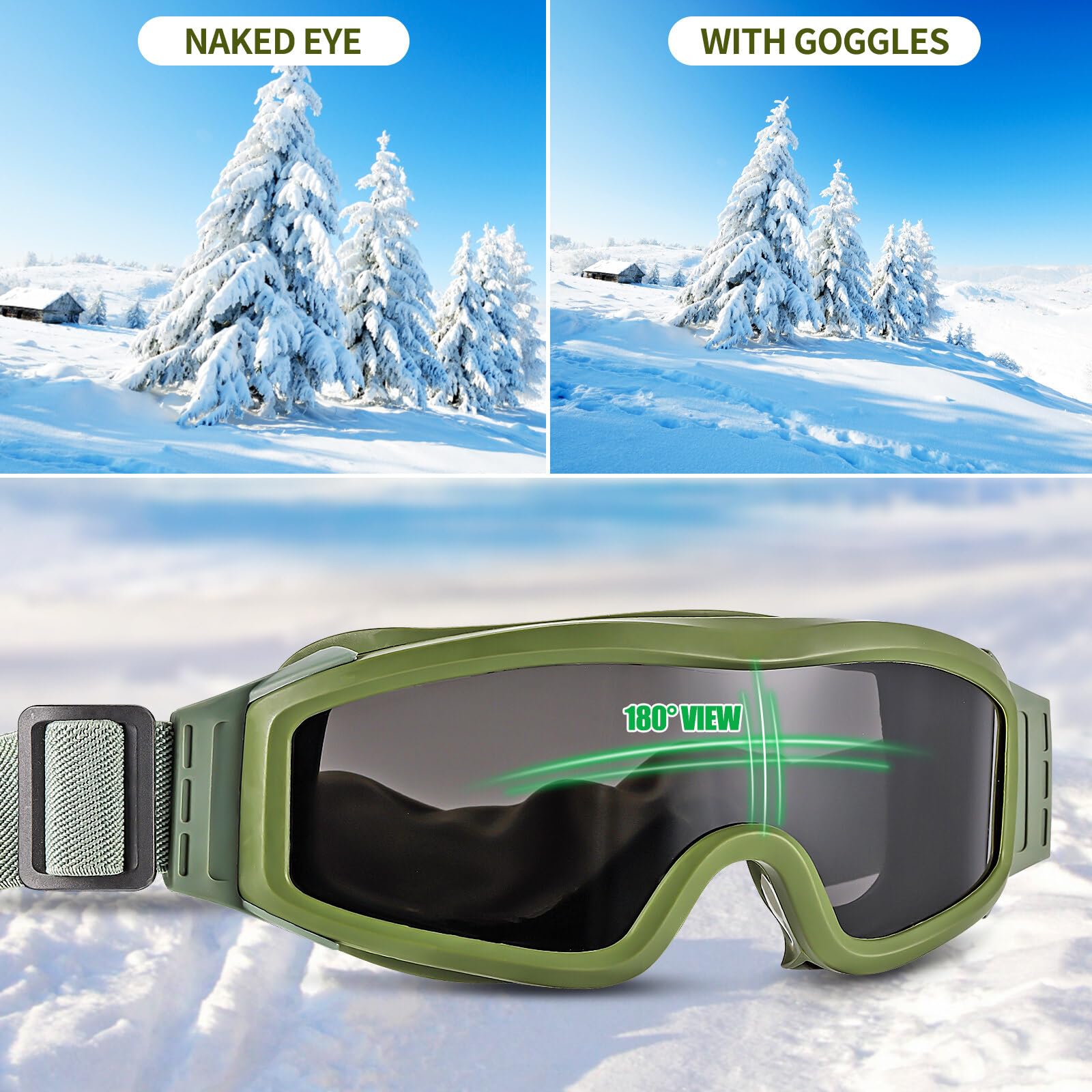 Gafas tácticas para airsoft paintball protección antivaho 3 lentes intercambiables UV