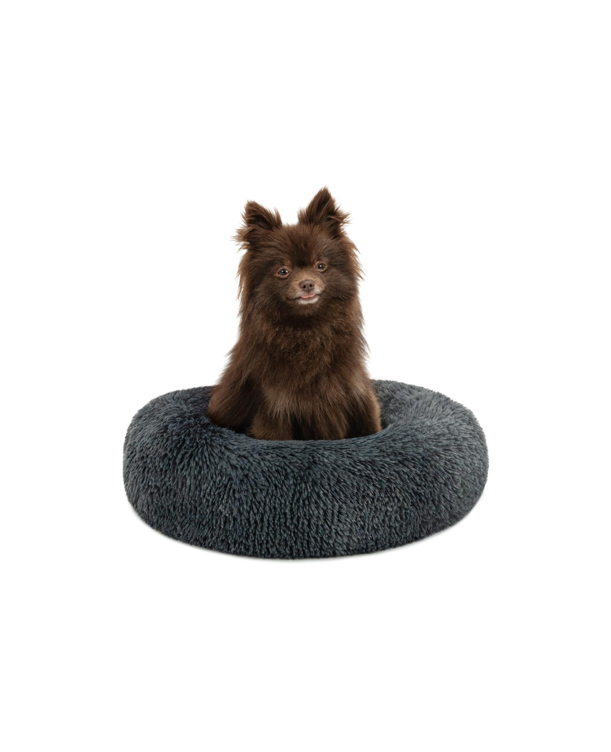 lionto Donut Bed for Dogs and Cats, Round Dog Bed, Ø 40 cm, Dark Grey