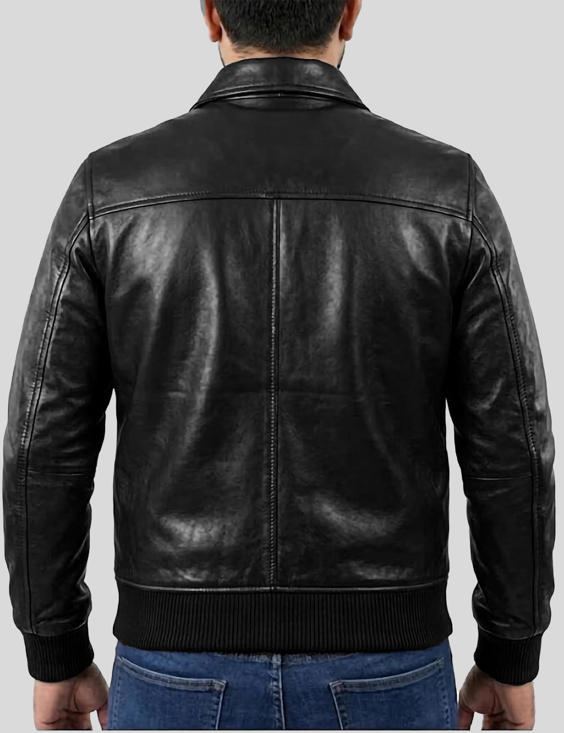 Blouson de motard vintage en cuir marron vieilli pour homme