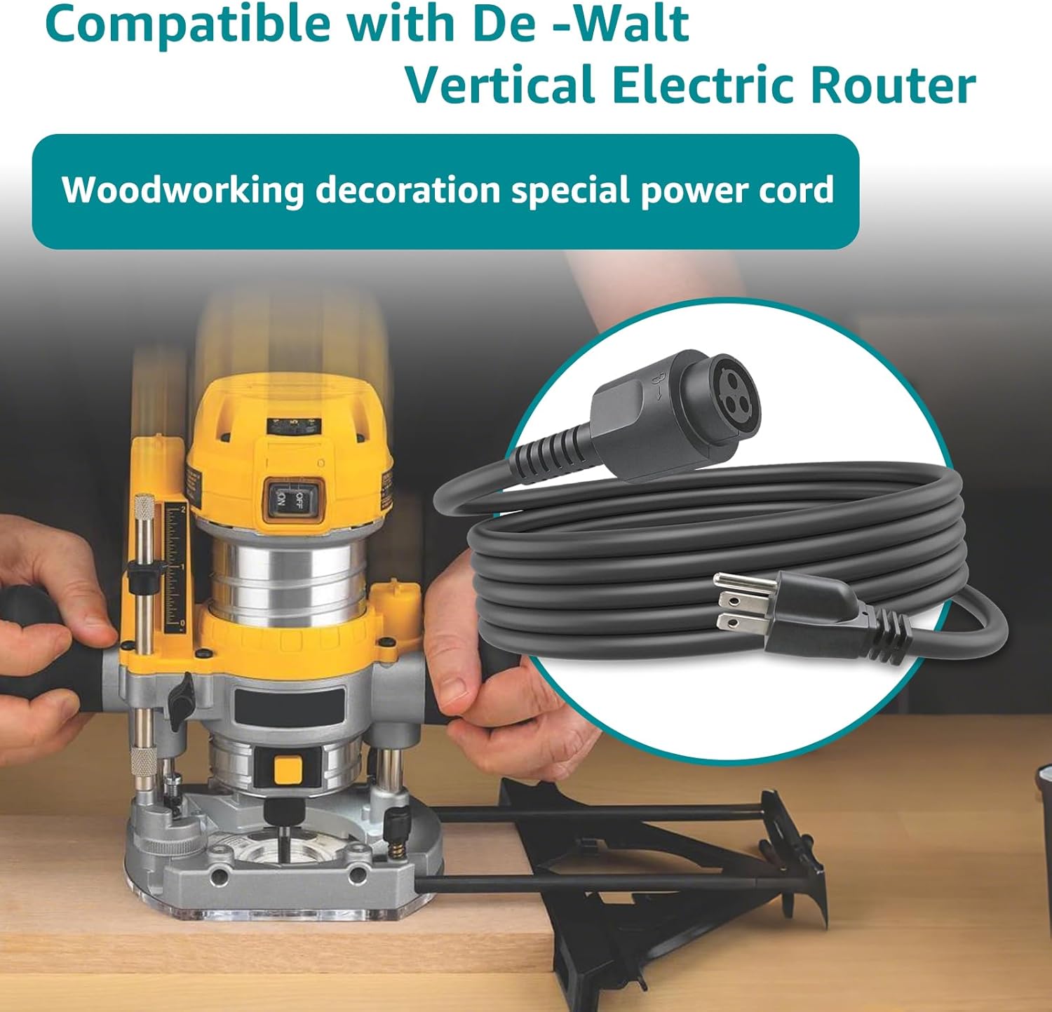 Replacement for De Walt 399063-02 399063-00 Router Cord Compatible with DW 616/616D/616K/618/618B3 etc.