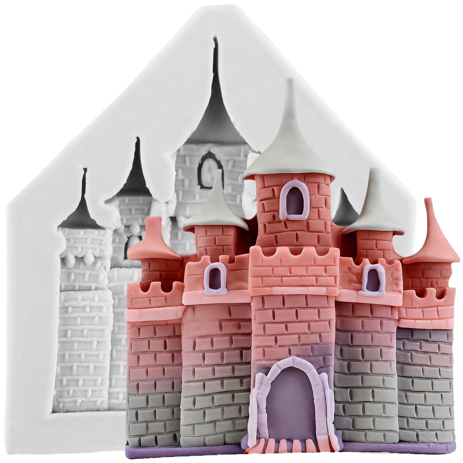 Sijiangmold Castle Silicone Moulds Castle Fondant Candy Mould for Cake Decoration Cupcake Topper Chocolate Gum Paste Polymer Clay