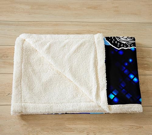 Miniatura 3 de Castle Fairy Manta de motocross, manta geométrica azul y negro con líneas de neón, decoración de habitación para niños, adolescentes, hombres,