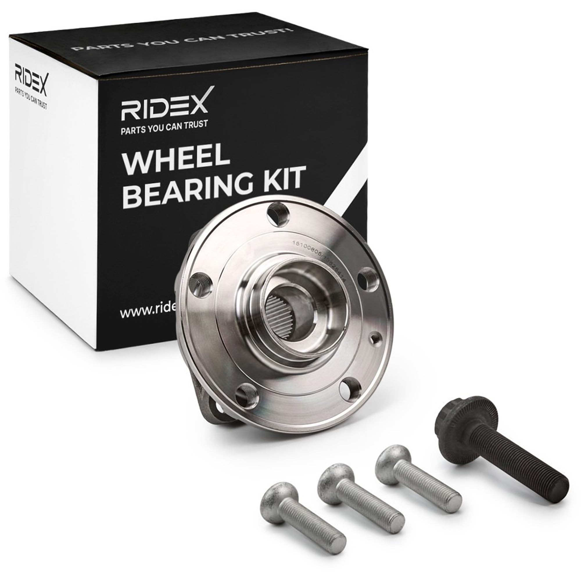 RIDEX 654W0683 Juego de cojinete de rueda Delantero, ambos lados con buje de rueda con tornillos Compatible con VW Golf 7 Hatchback 5G1, BQ1, BE1, BE2