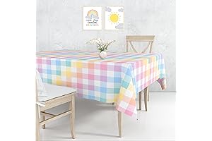 Pastel Rainbow Checkered Tablecloths: 54"x108" for Colorful Celebrations