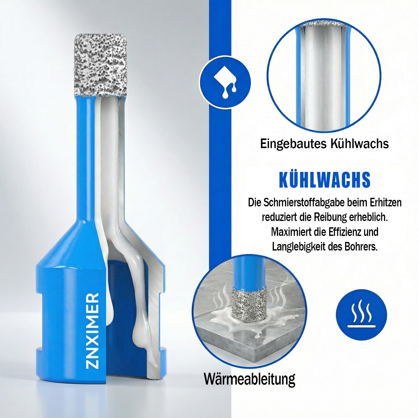 Fliesenbohrer Set 6/6/8/10/20/35/50/68mm - 11 Stücke Diamantbohrer Lochsäge mit Diamantscheibe 125mm und 20mm Fingerfräser ein Adapter für Trockenbohren in Fliesen Granit Marmor Trockenbohren