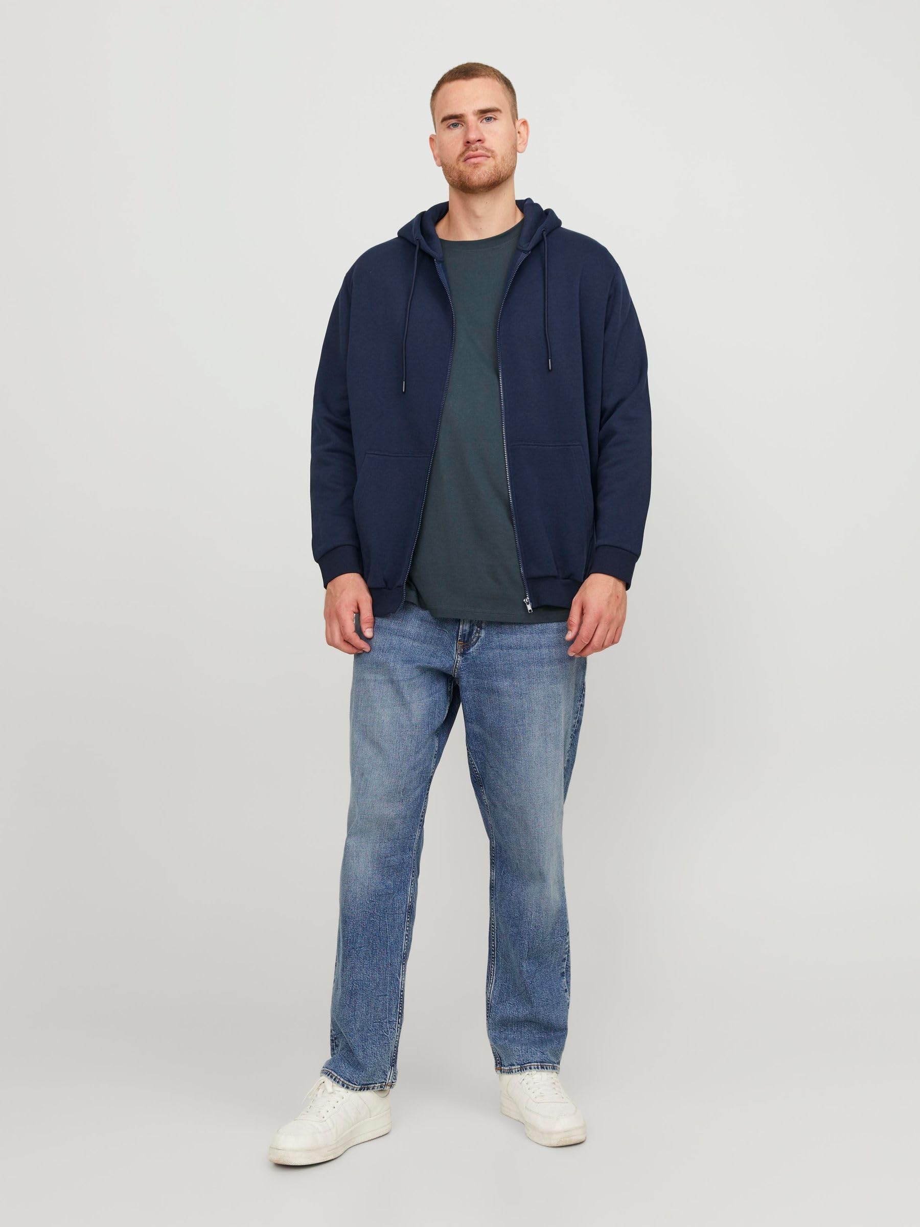 JACK & JONES Mens Bradley Zip Hoodie Plus Size Long Sleeve