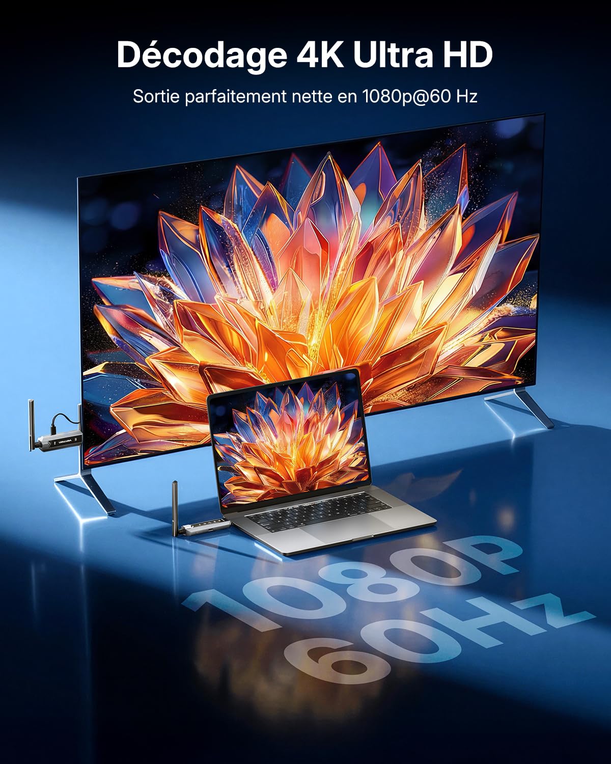 VENTION Émetteur et récepteur HDMI sans Fil 656FT/200M 2,4G+5G Plug&Play 4K pour PS5 Xbox Moniteur TV (1TX+2RX)