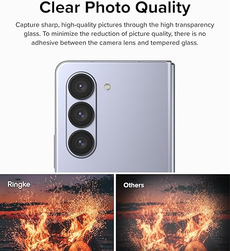 Miniatura 8 de Ringke Marco de lente de cámara compatible con Samsung Galaxy Z Fold 5, protector de lente de cámara, cubiertas de vidrio templado y marcos de