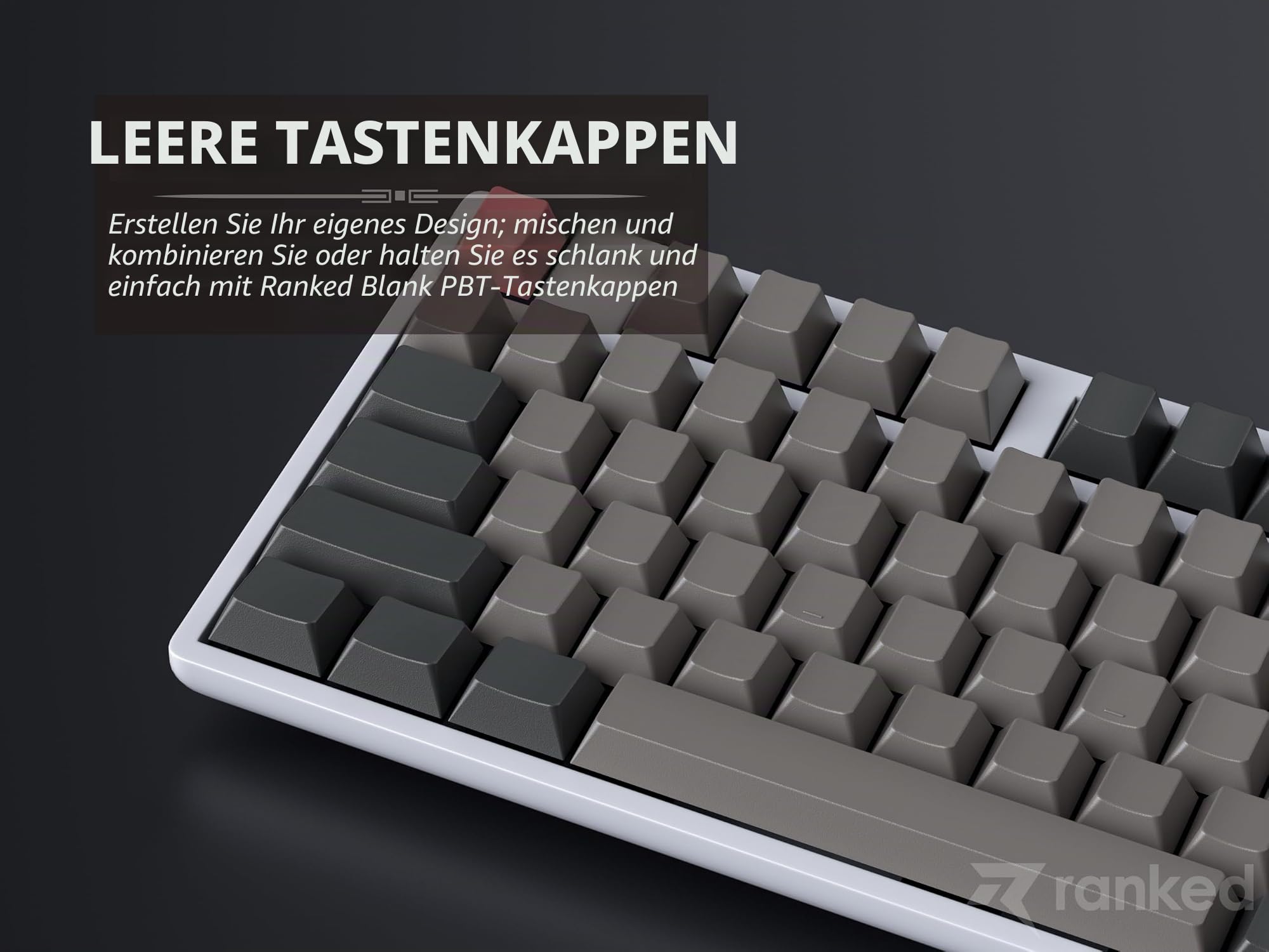Ranked Leeres Premium-Tastenkappen-Set | 1,4 mm Dickes PBT | Cherry-Profil für Mechanische Tastatur (Dolch, 139 Tasten)