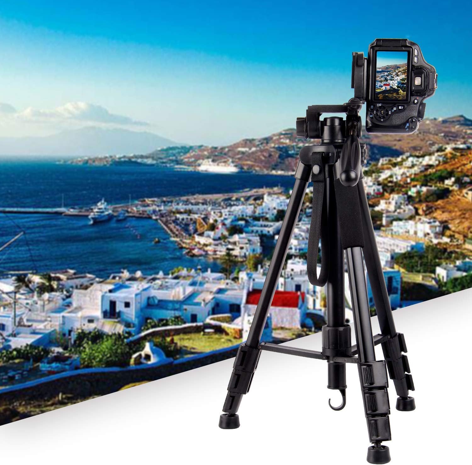 Regetek Camera Tripod Travel Monopod(65" Aluminum Professional Video Camera Mount Leg) Adjustable Stand with Flexible Head for Canon Nikon DV DSLR Camcorder Gopro cam& Carry Bag : Electronics