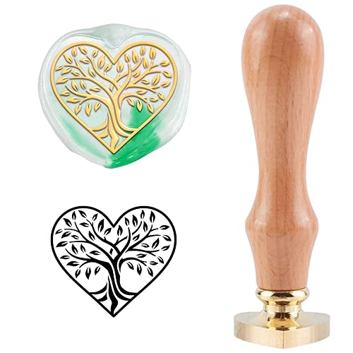 CRASPIRE Sello de cera de árbol de la vida, sello de cera de sellado vintage para el día de San Valentín, sello de cera con forma de corazón CRASPIRE Sello de cera de árbol de la vida, sello de cera de sellado vintage para el día de San Valentín, sello de cera con forma de corazón