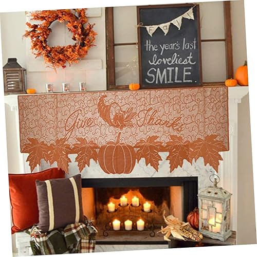 Miniatura 3 de NOLITOY 2 piezas de otoño para chimenea, bufanda, caminos de mesa, decoración de mesa de Acción de Gracias, mantel de chimenea, mantel naranja,